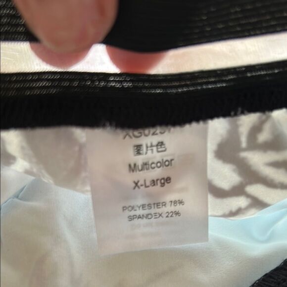 Floral Print Leggings with Striped Waistband new no tags bottom pockets Sz xl - Picture 9 of 14